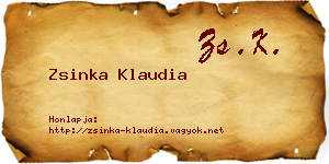 Zsinka Klaudia névjegykártya